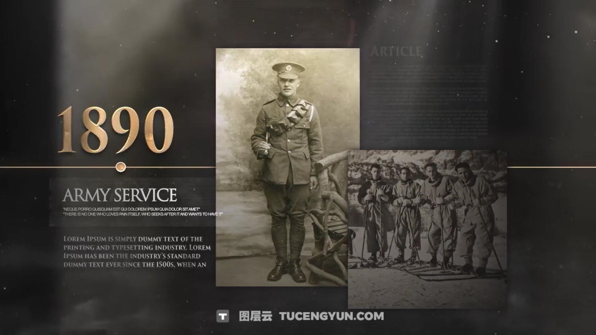 AE模板：真实历史财经纪录片时间轴大事记时间线动画模板（14225）图层云