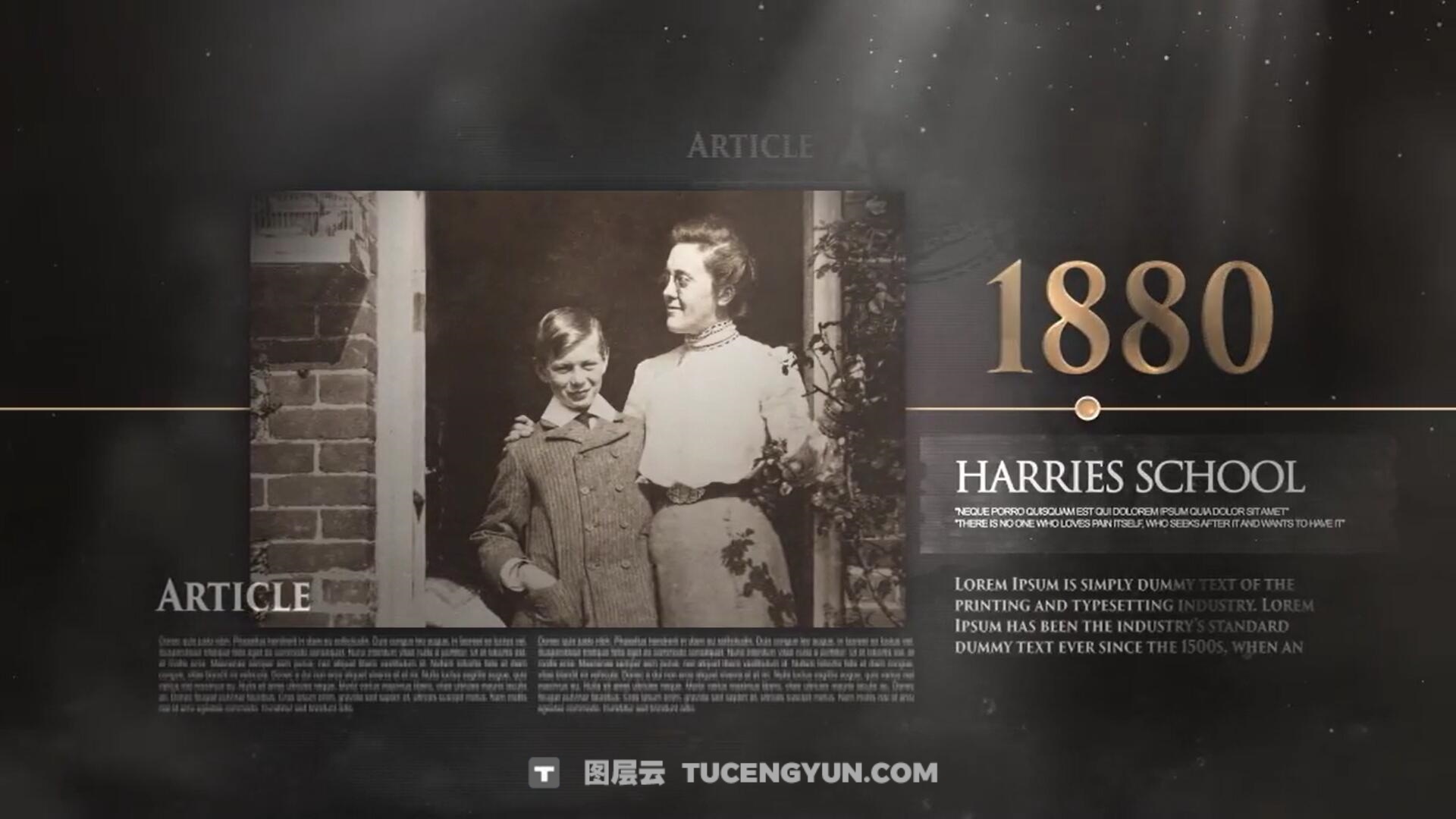 AE模板：真实历史财经纪录片时间轴大事记时间线动画模板（14225）图层云