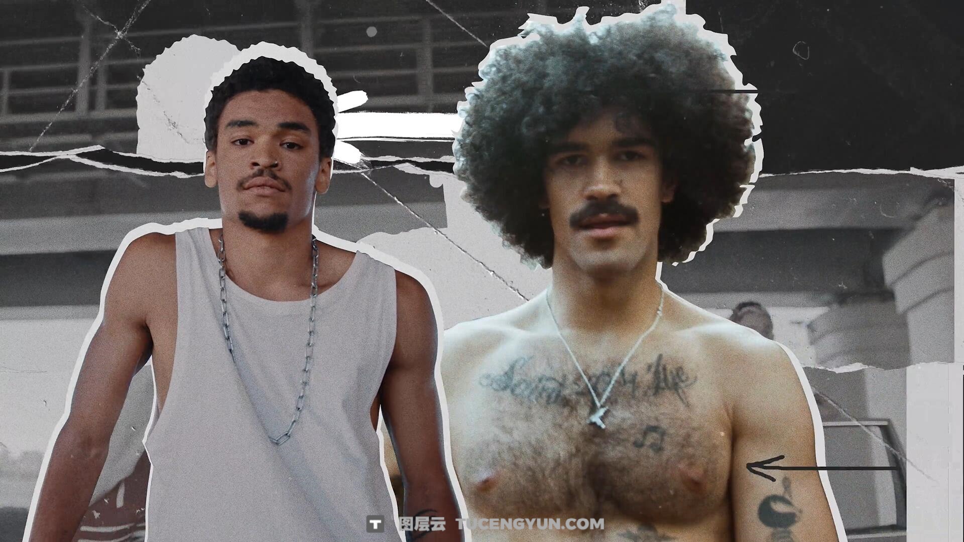 PR模板：复古拼贴艺术风格画面对象拆分翻转无缝转场过渡（14227）图层云