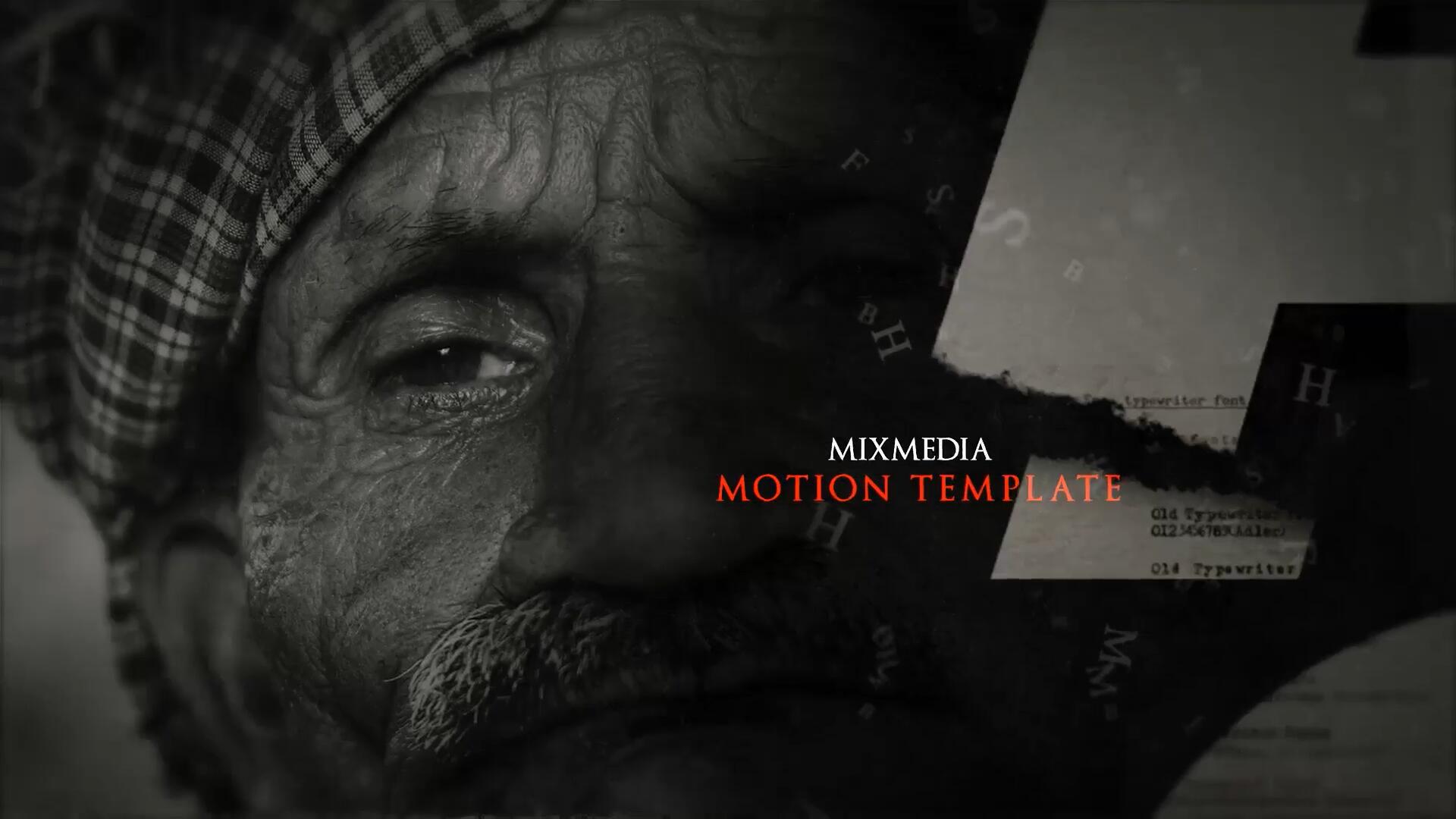 PR模板：黑白沉重历史纪录片文字漂浮效果视频模板（14237）