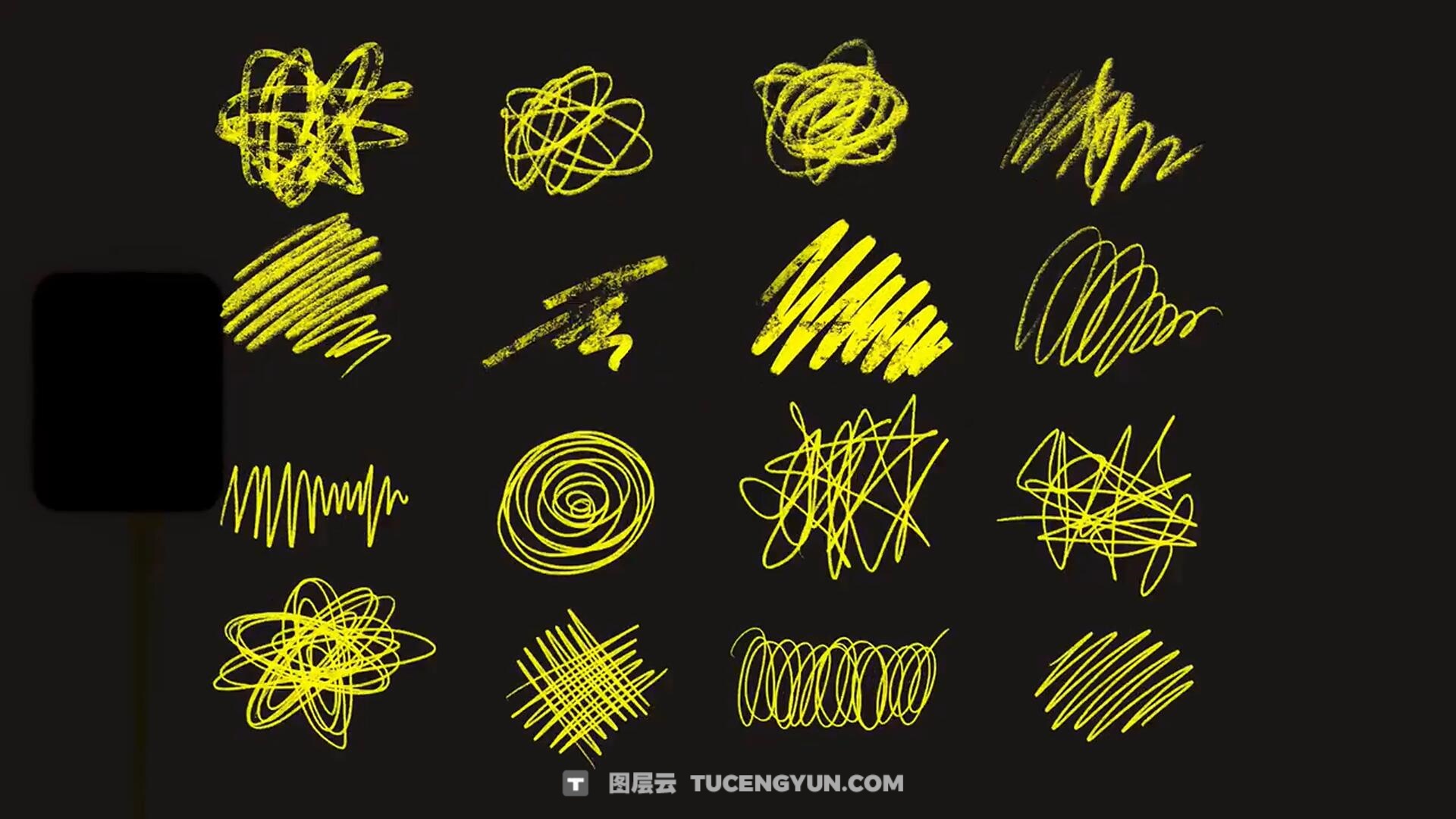 FCPX插件：135个老式涂鸦风格化线条箭头边框字母数字符号贴纸元素动画（14244）图层云