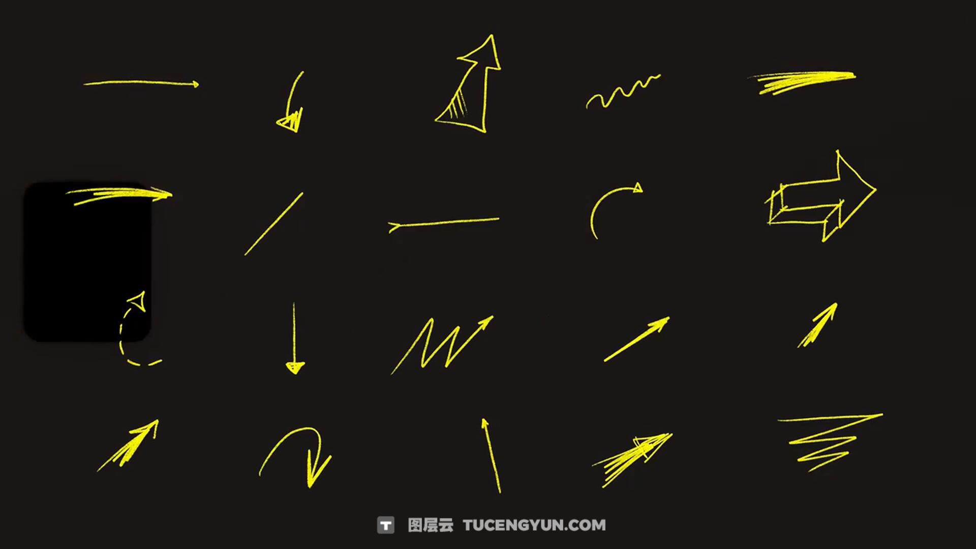 FCPX插件：135个老式涂鸦风格化线条箭头边框字母数字符号贴纸元素动画（14244）图层云