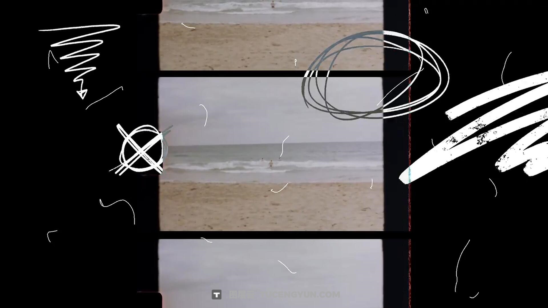 FCPX插件：135个老式涂鸦风格化线条箭头边框字母数字符号贴纸元素动画（14244）图层云