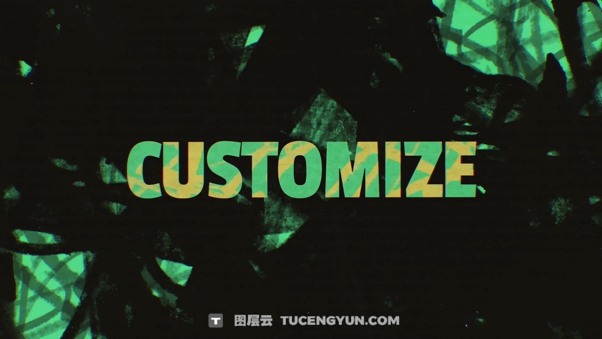 达芬奇模板：复古仿旧风格垃圾摇滚文字标题背景叠加动画模板（14245）图层云