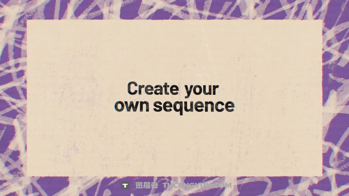 达芬奇模板：复古仿旧风格垃圾摇滚文字标题背景叠加动画模板（14245）图层云