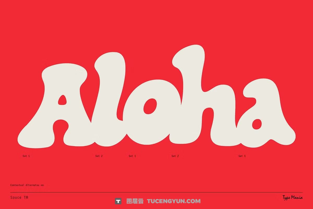 英文字体：创意酱汁奶酪液体泡泡logo标识设计封面海报设计字体 Sauce TM – Bubbly Font（14246）图层云