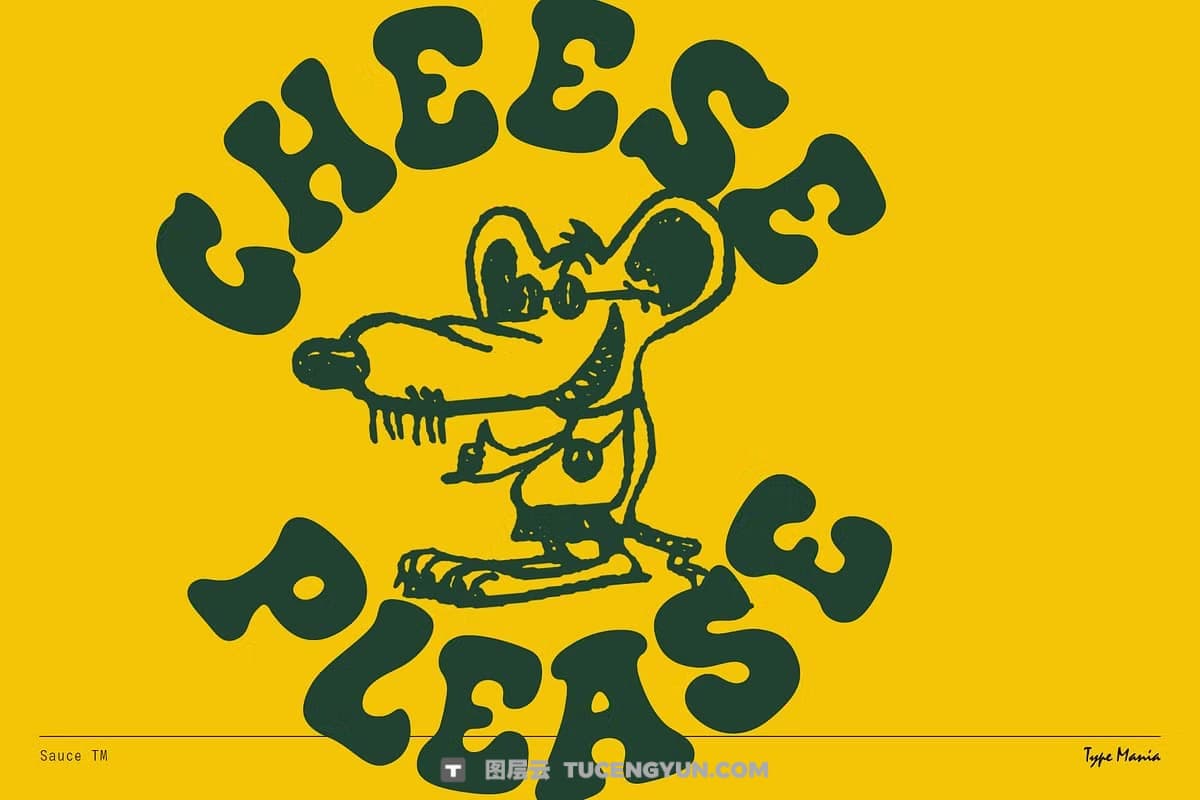 英文字体：创意酱汁奶酪液体泡泡logo标识设计封面海报设计字体 Sauce TM – Bubbly Font（14246）图层云