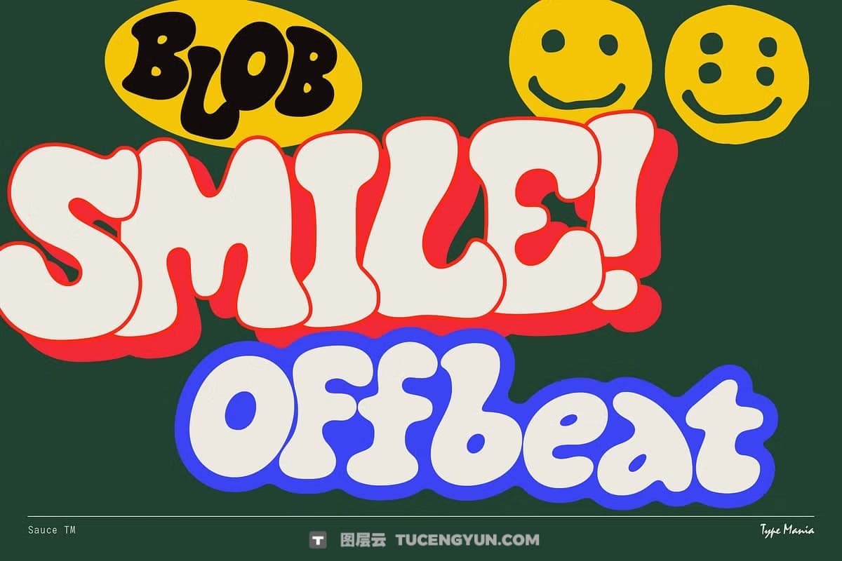 英文字体：创意酱汁奶酪液体泡泡logo标识设计封面海报设计字体 Sauce TM – Bubbly Font（14246）图层云