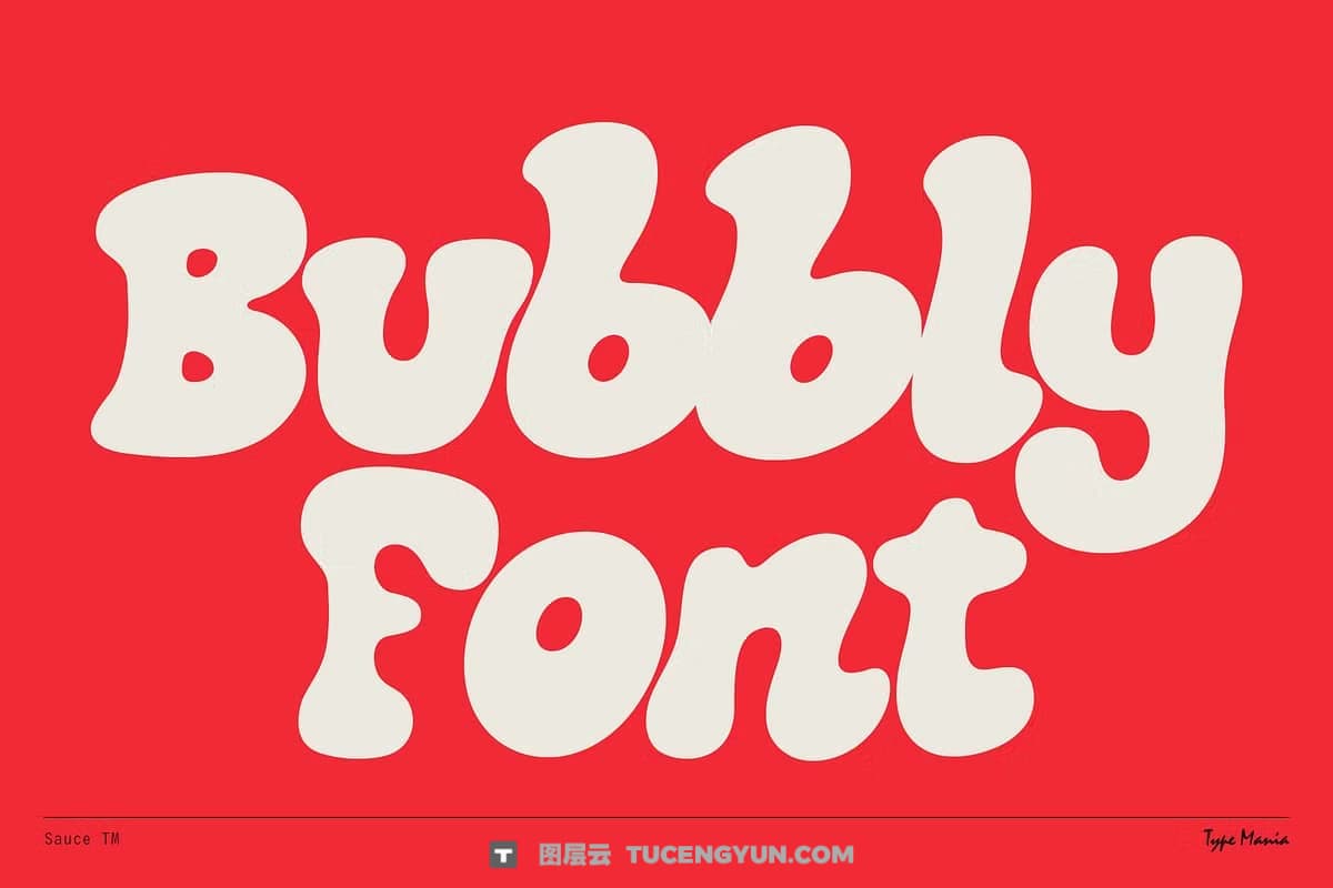 英文字体：创意酱汁奶酪液体泡泡logo标识设计封面海报设计字体 Sauce TM – Bubbly Font（14246）图层云
