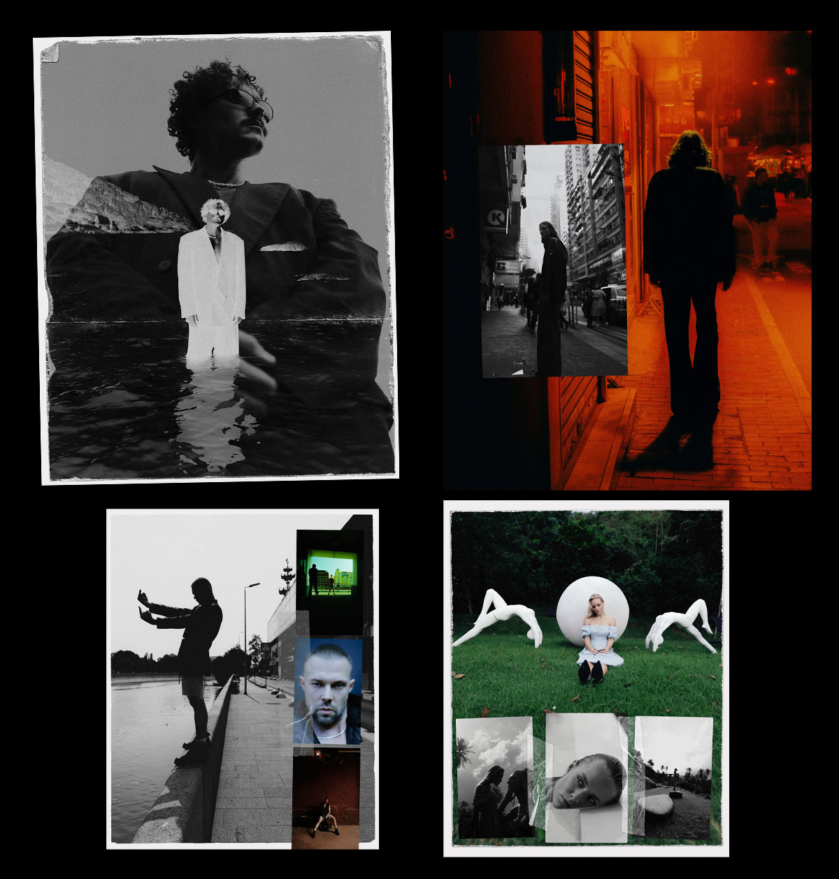 40款复古情绪风格拼贴艺术、双重曝光、胶片框架人像摄影后期照片设计排版PSD模板样机素材 KORZOV COLLAGES #1（14258）