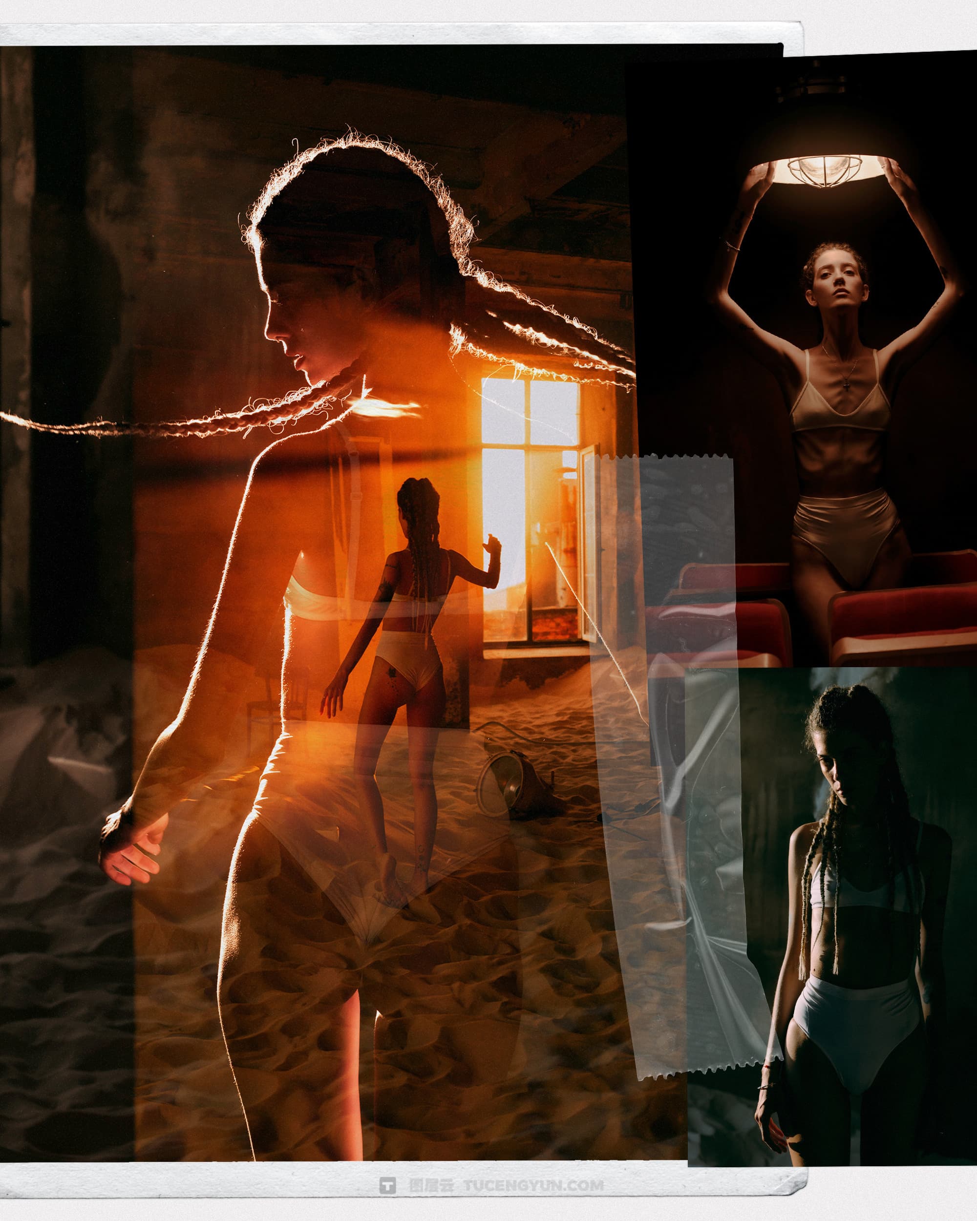 40款复古情绪风格拼贴艺术、双重曝光、胶片框架人像摄影后期照片设计排版PSD模板样机素材 KORZOV COLLAGES #1（14258）图层云