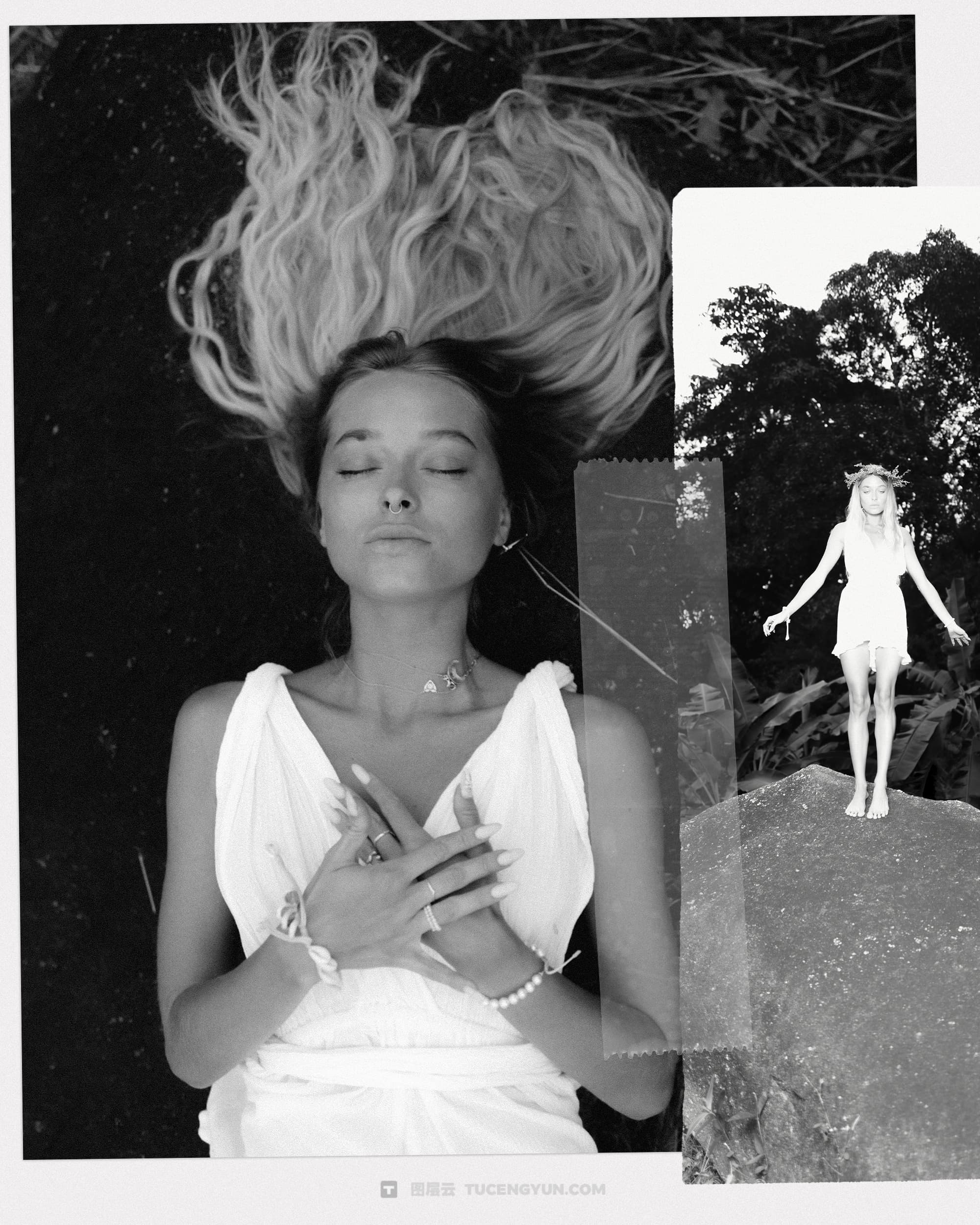 40款复古情绪风格拼贴艺术、双重曝光、胶片框架人像摄影后期照片设计排版PSD模板样机素材 KORZOV COLLAGES #1（14258）图层云