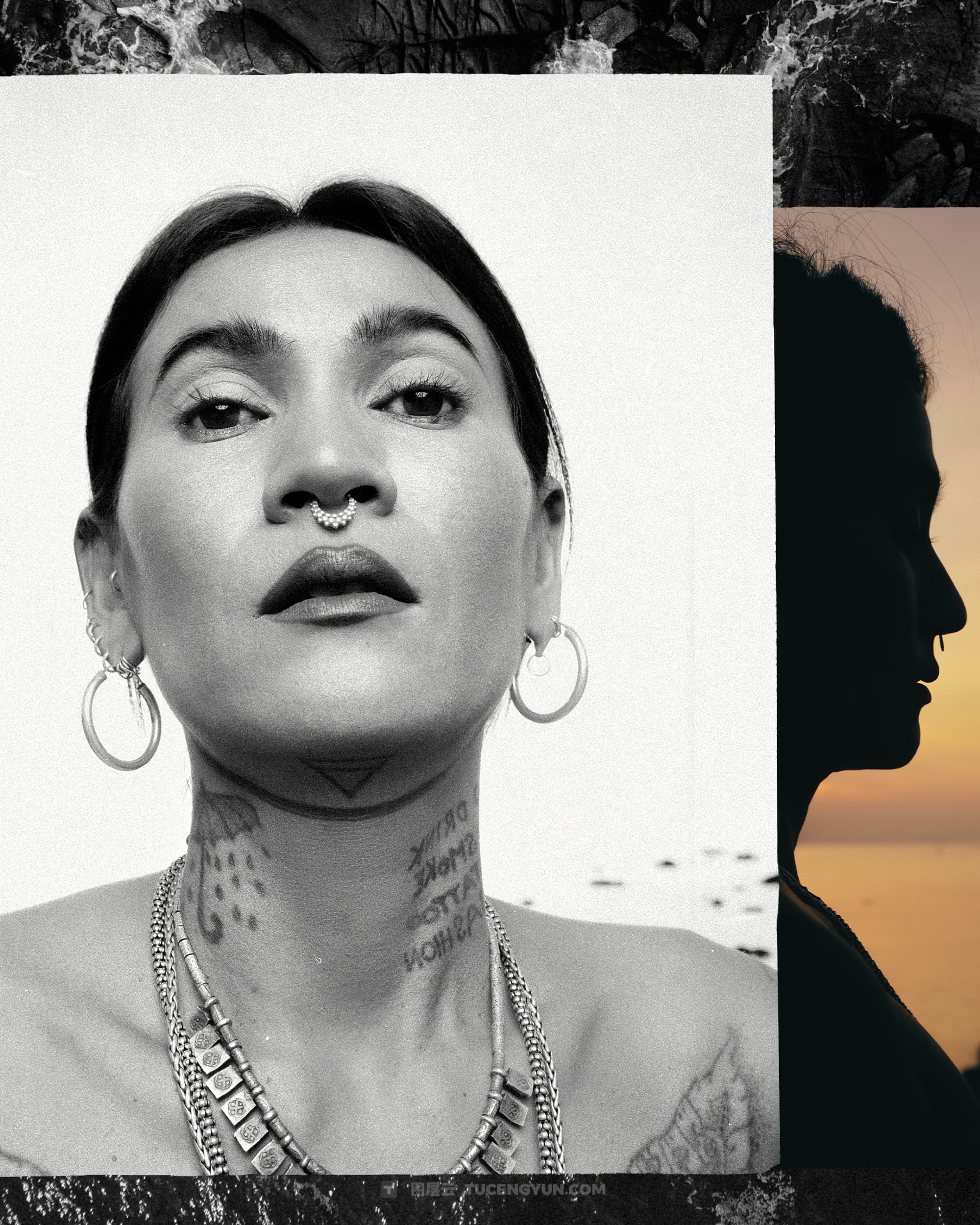 40款复古情绪风格拼贴艺术、双重曝光、胶片框架人像摄影后期照片设计排版PSD模板样机素材 KORZOV COLLAGES #1（14258）图层云