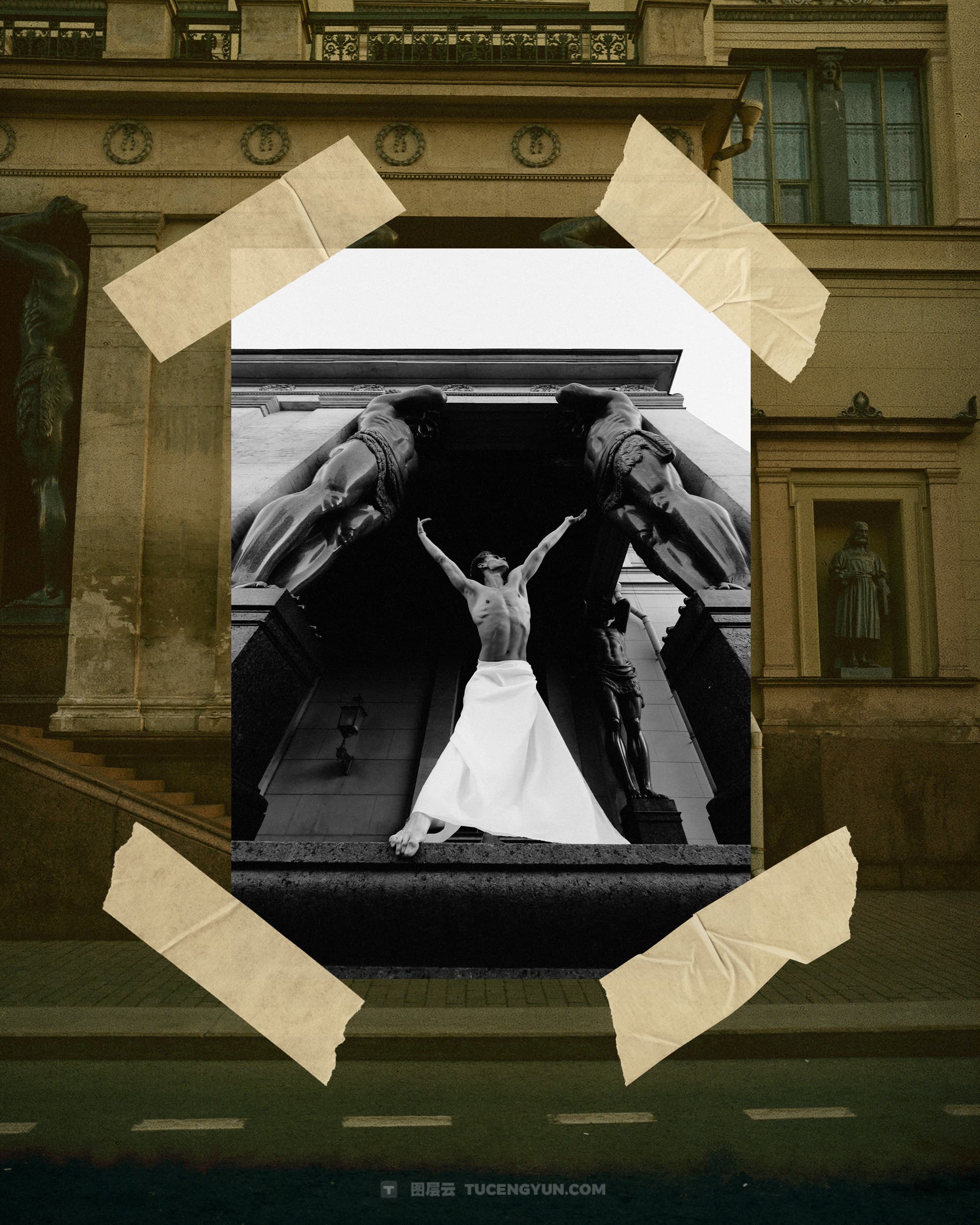 40款复古情绪风格拼贴艺术、双重曝光、胶片框架人像摄影后期照片设计排版PSD模板样机素材 KORZOV COLLAGES #1（14258）图层云