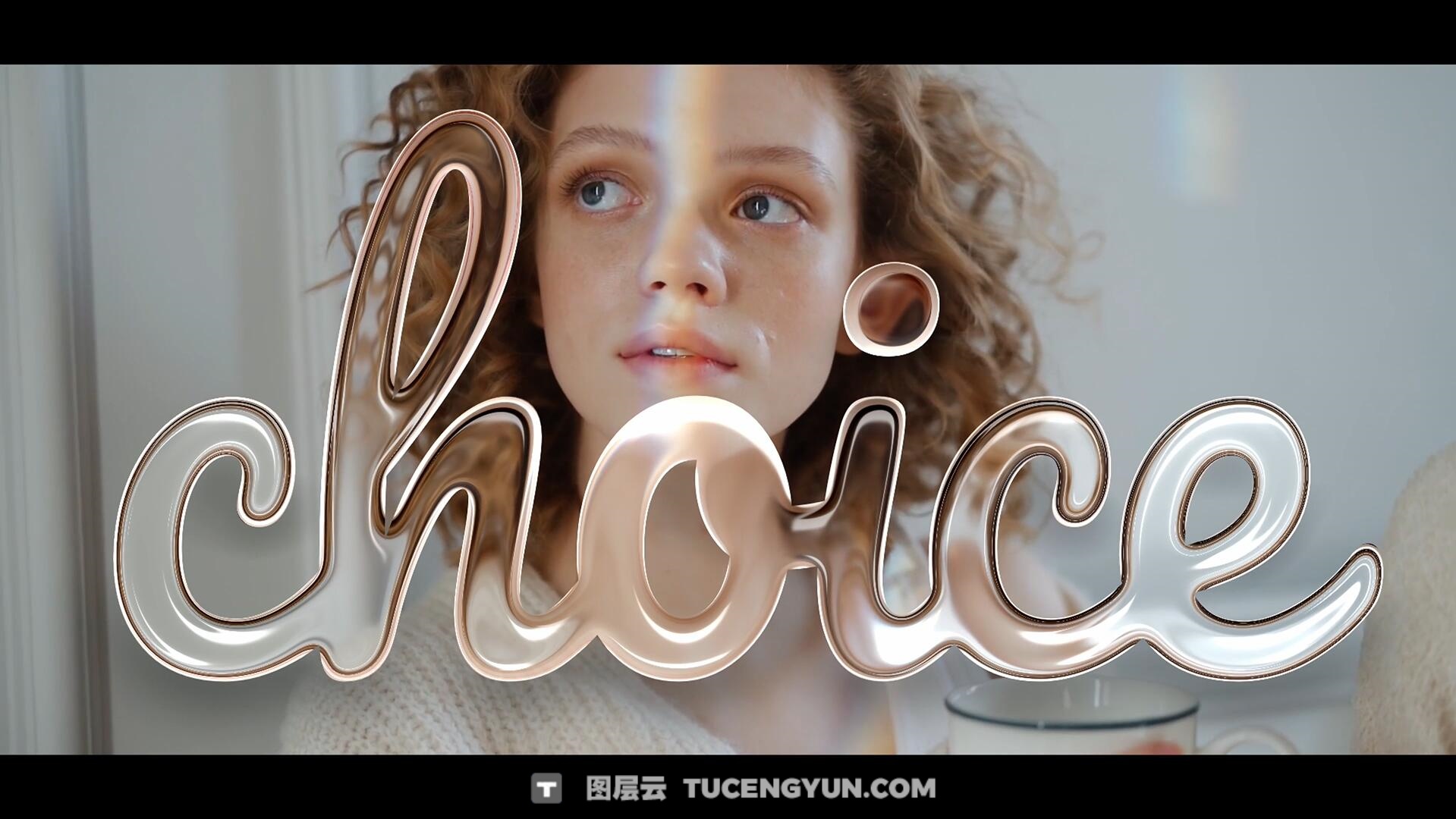 达芬奇预设：全新苹果液态玻璃风格流体弯曲文字标题效果动画（14263）图层云