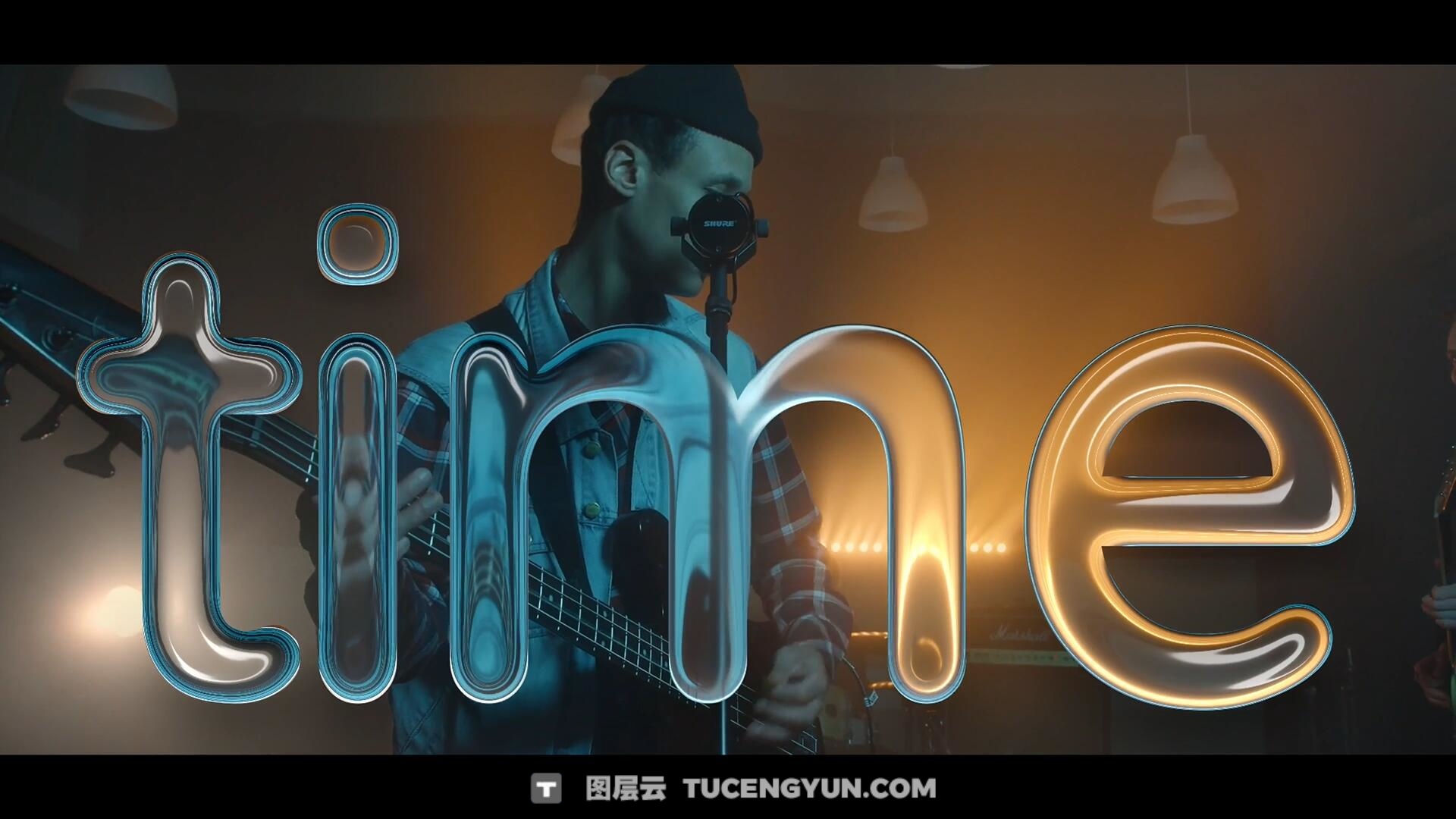 达芬奇预设：全新苹果液态玻璃风格流体弯曲文字标题效果动画（14263）图层云