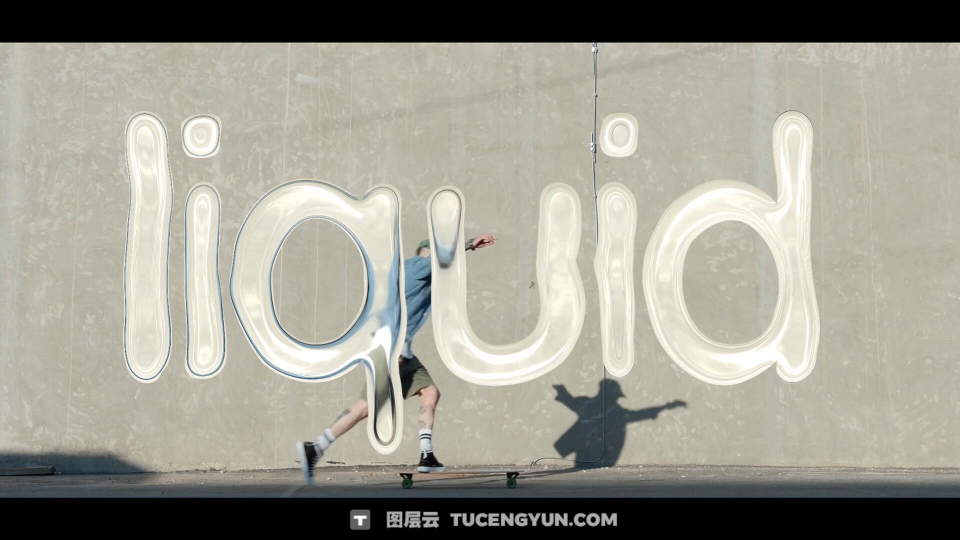 达芬奇预设：全新苹果液态玻璃风格流体弯曲文字标题效果动画（14263）图层云