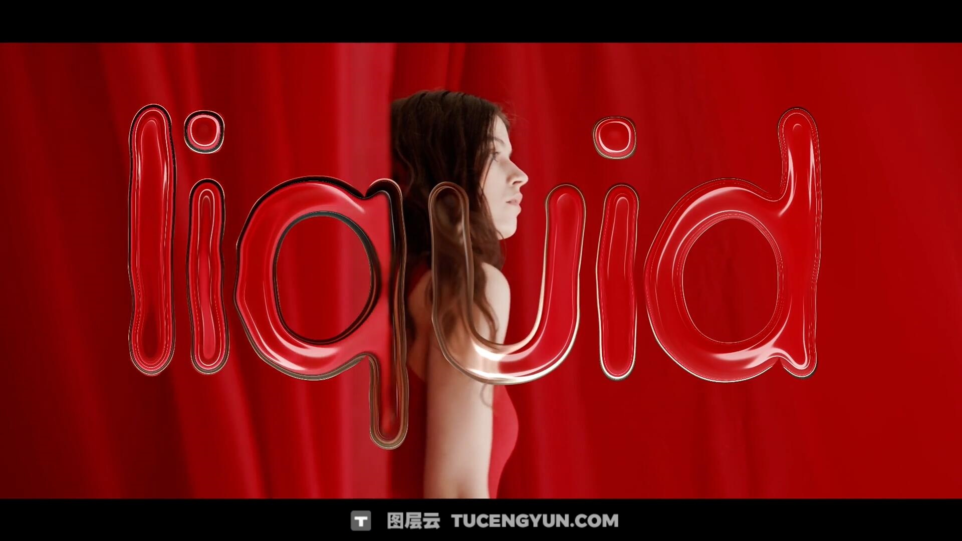 达芬奇预设：全新苹果液态玻璃风格流体弯曲文字标题效果动画（14263）图层云