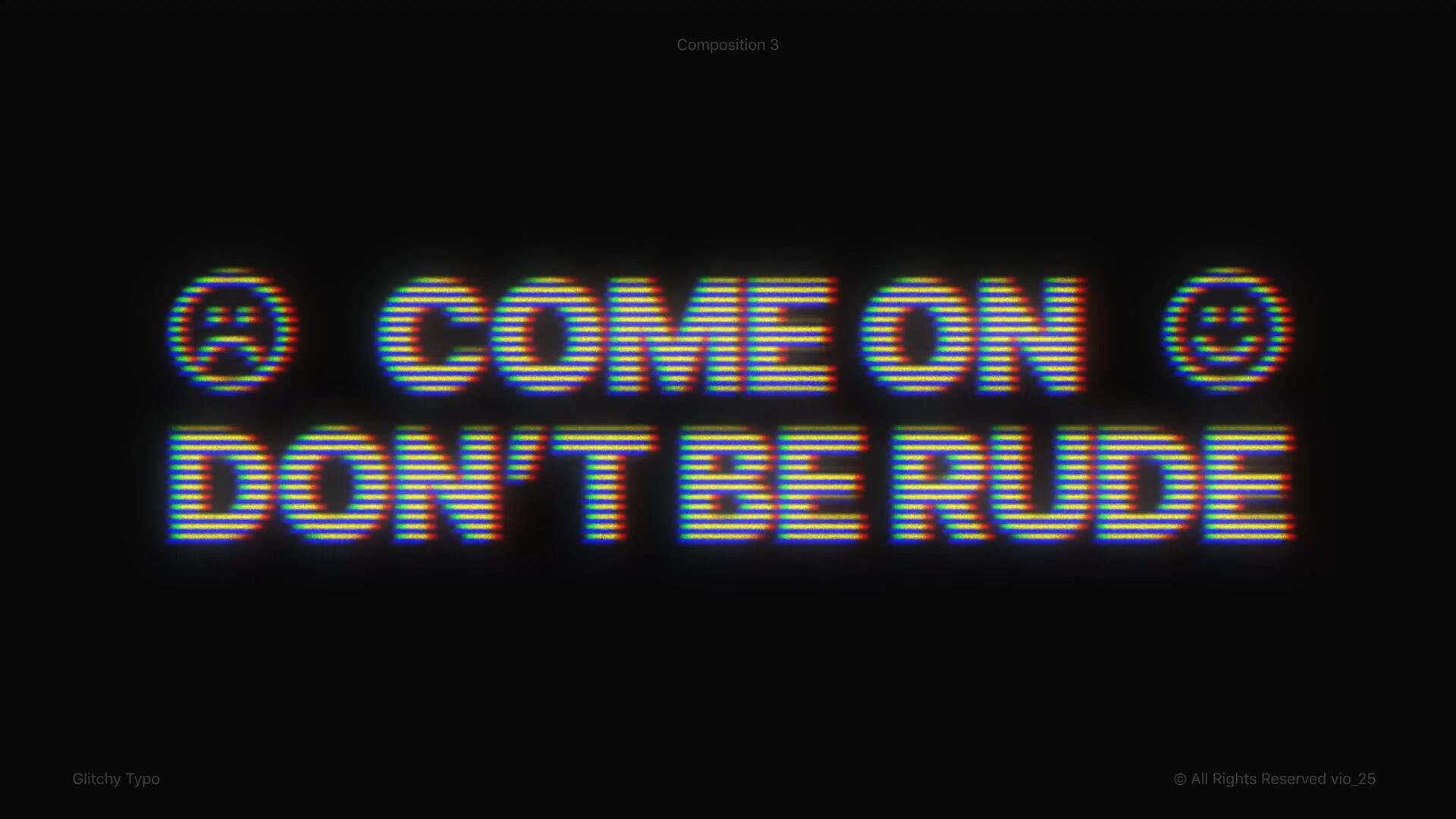 AE模板：复古CRT监视取景器数字毛刺失真文字标题场景动画（14264）