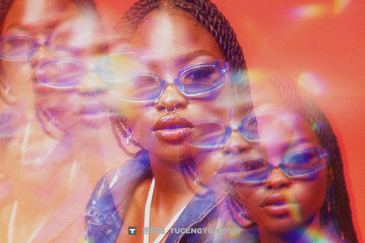 梦幻棱镜雾霾双重曝光光条纹万花筒棱镜特效PSD样机 Prism Blur Photo Effect（14269）图层云