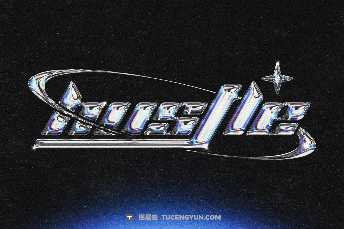 复古千禧Y2K风格酸性金属镀铬3D玻璃LOGO文本标题特效PSD特效样机 Prism Chrome Text & Logo Effect（14270）图层云