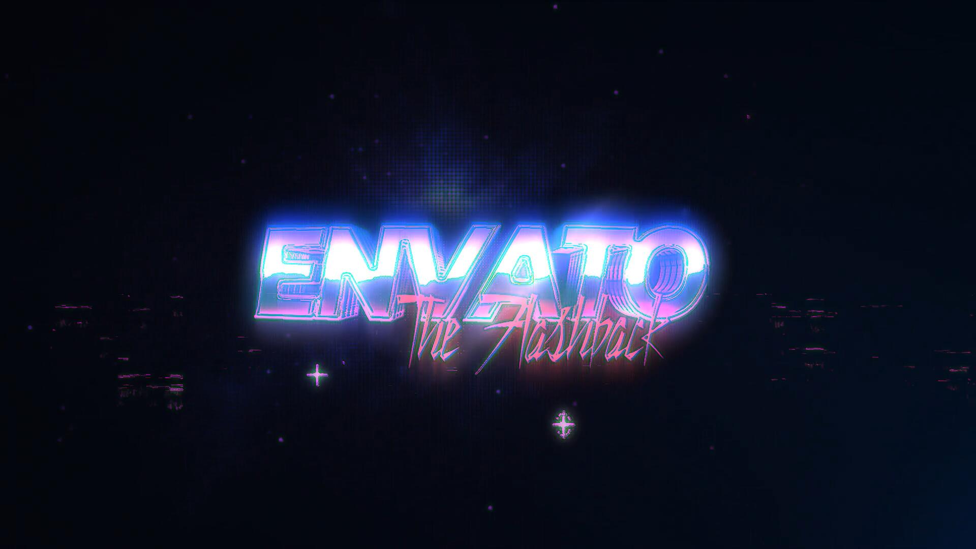 AE模板：80年代复古蒸汽波艺术风格VHS故障失真像素化LOGO展示（14276）