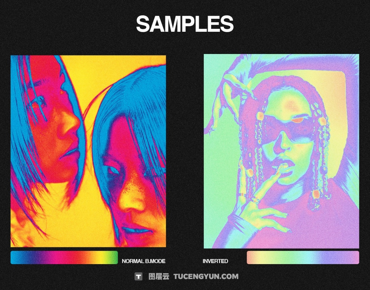 70个热感应酸性艺术渐变PS预设图像后期叠加预设素材 +70 HeatMap Color Gradients（14284）图层云