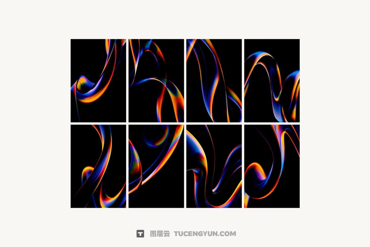 全息棱彩平滑渐变扫描线海报封面背景纹理PSD+JPG素材 Flow Abstract Backgrounds Collection（14300）图层云