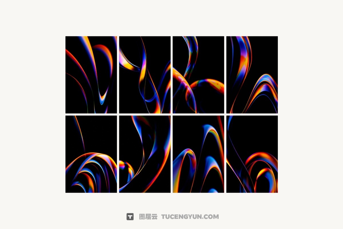 全息棱彩平滑渐变扫描线海报封面背景纹理PSD+JPG素材 Flow Abstract Backgrounds Collection（14300）图层云