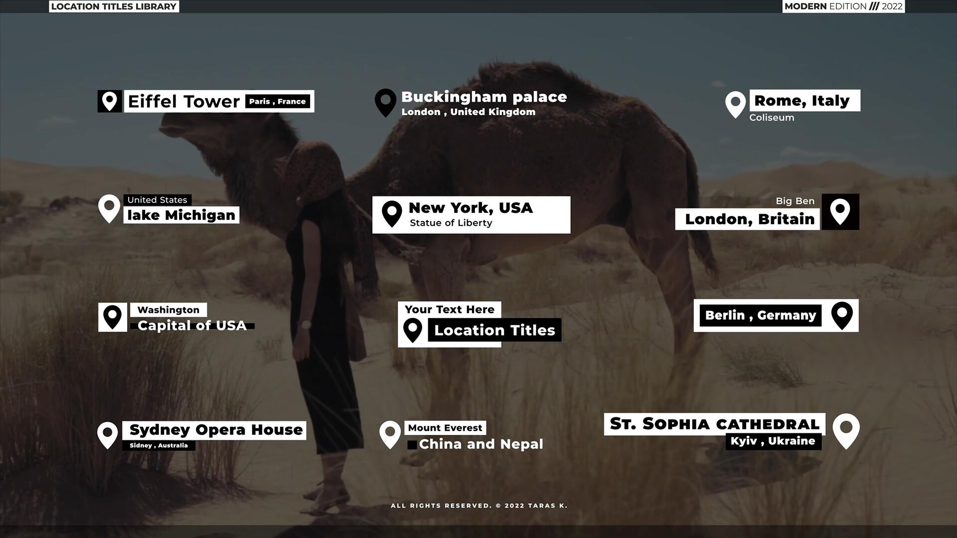 达芬奇预设：12个地点位置信息文字标题动画（14310）