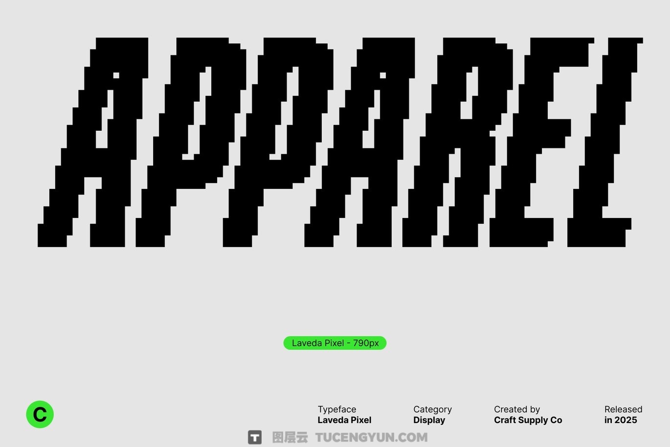 英文字体：大胆紧凑粗犷数字像素风格现代美学封面海报设计无衬线字体 Laveda Pixel（14312）图层云