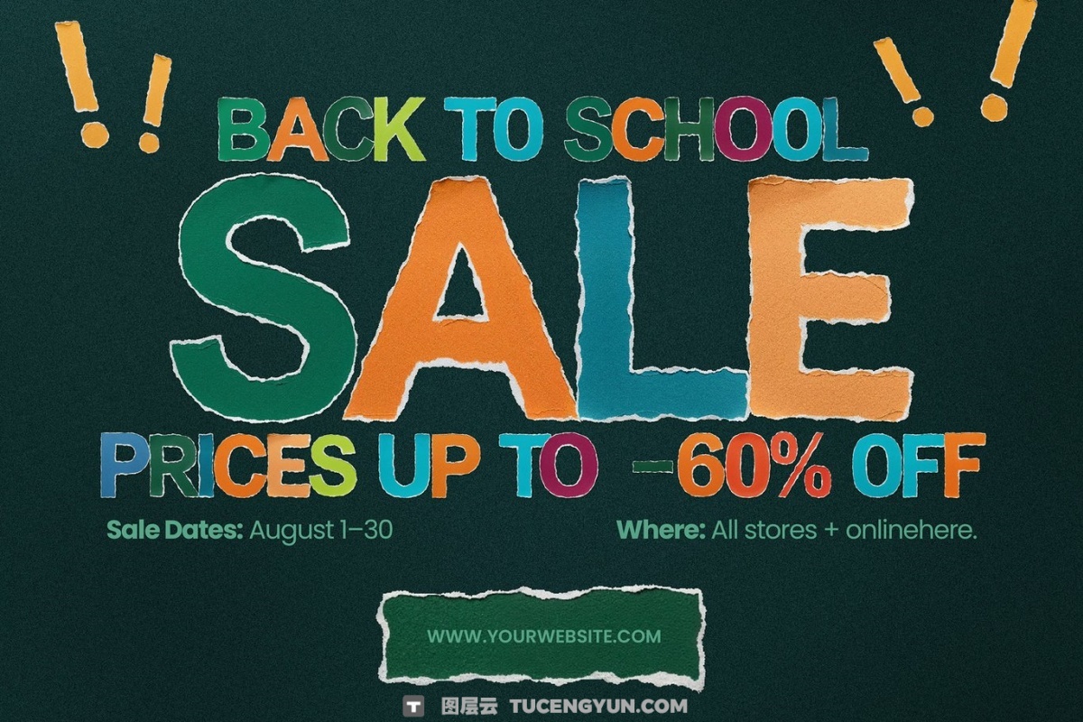 英文字体：大胆拼贴艺术纸质撕纸俏皮儿童插画绘本教育读物品牌厚实手写海报封面设计字体 True Paper — Torn Paper Display Font（14313）图层云