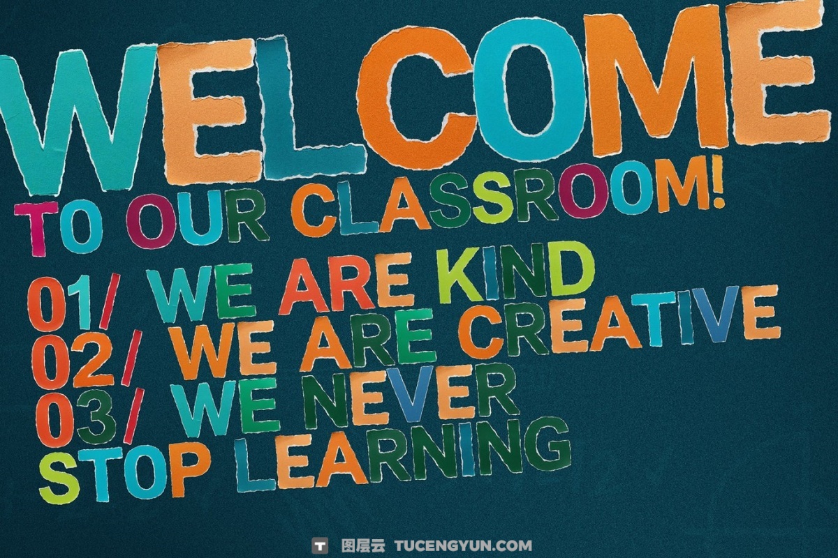 英文字体：大胆拼贴艺术纸质撕纸俏皮儿童插画绘本教育读物品牌厚实手写海报封面设计字体 True Paper — Torn Paper Display Font（14313）图层云