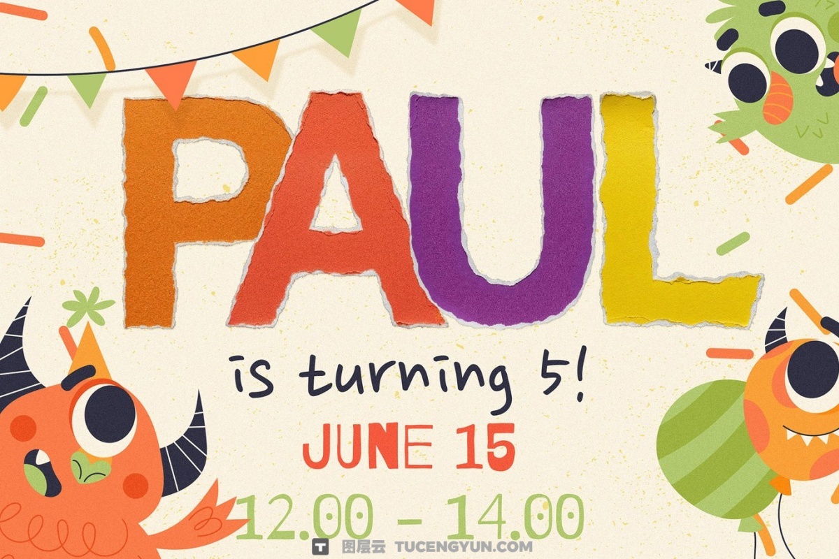 英文字体：大胆拼贴艺术纸质撕纸俏皮儿童插画绘本教育读物品牌厚实手写海报封面设计字体 True Paper — Torn Paper Display Font（14313）图层云