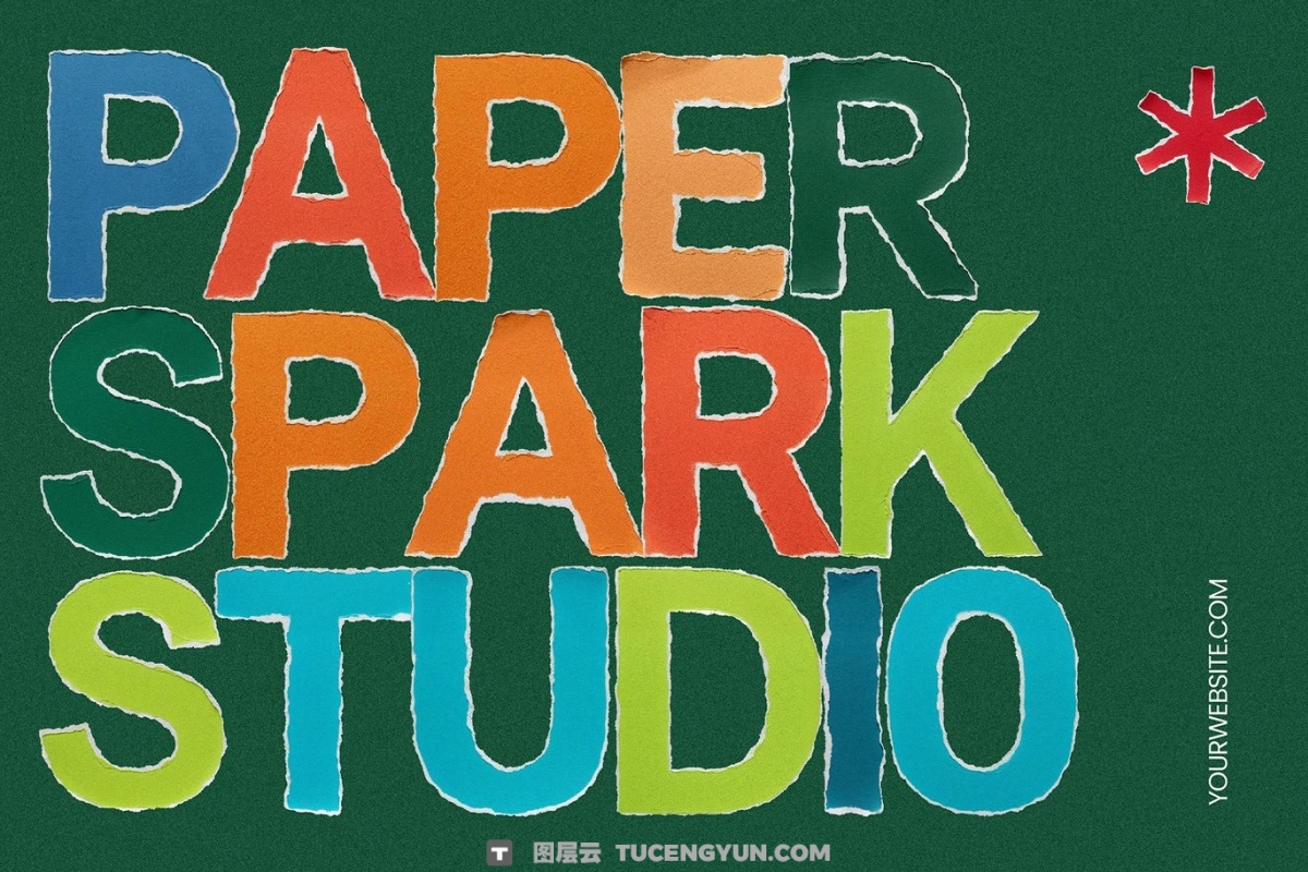 英文字体：大胆拼贴艺术纸质撕纸俏皮儿童插画绘本教育读物品牌厚实手写海报封面设计字体 True Paper — Torn Paper Display Font（14313）图层云