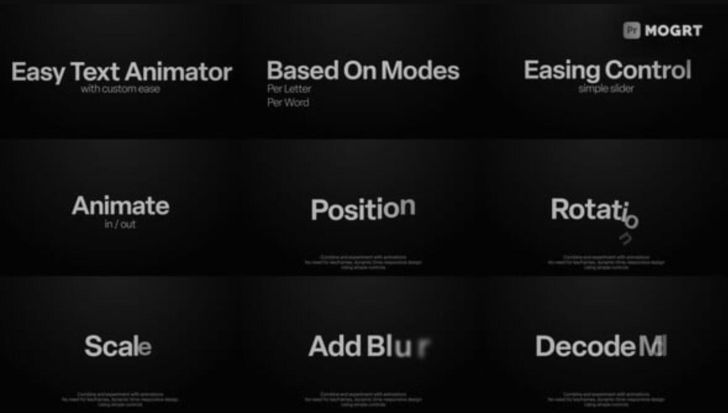 PR模板：一键式文字标题出入场、模糊效果动画模板（14314）
