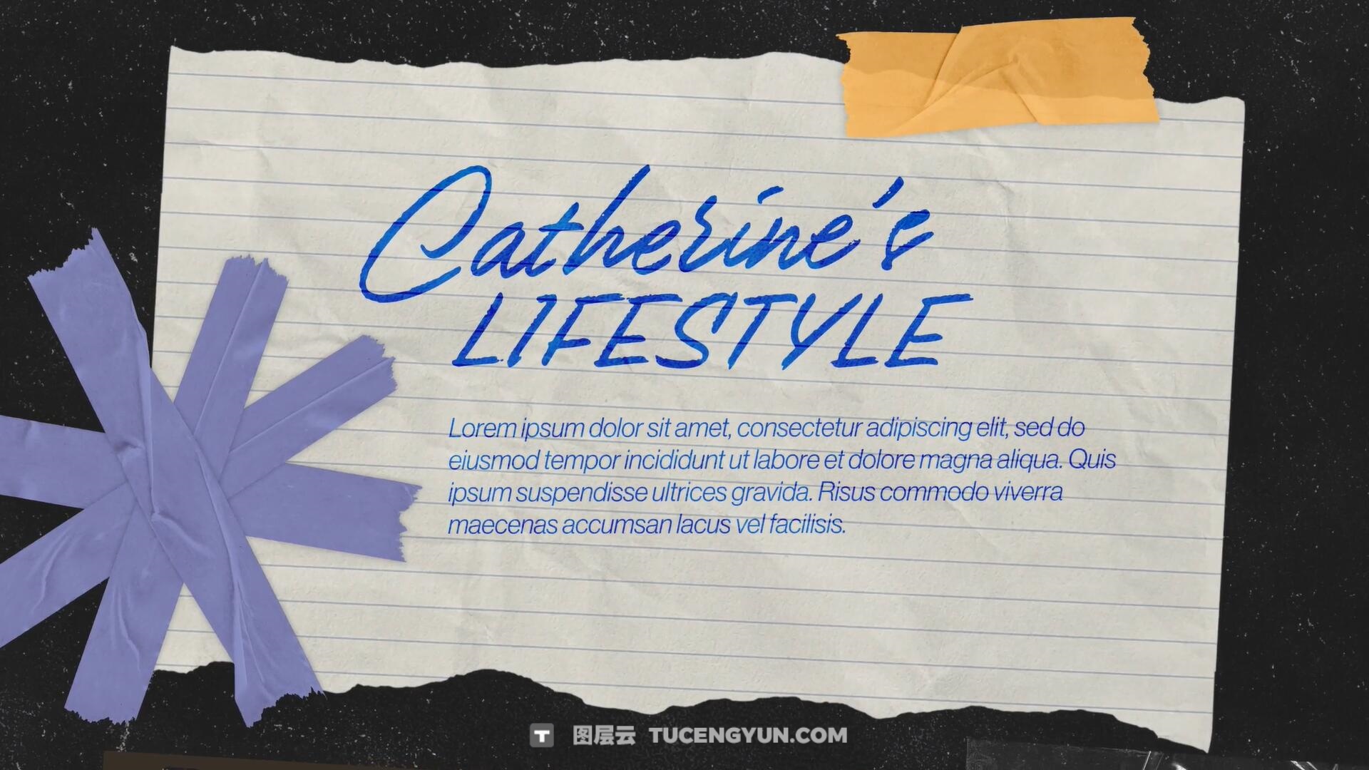 AE/PR模板：复古撕纸美学拼贴艺术簿笔记本书籍画册手账宝格丽相框剪贴设计展示动画模板（14319）图层云