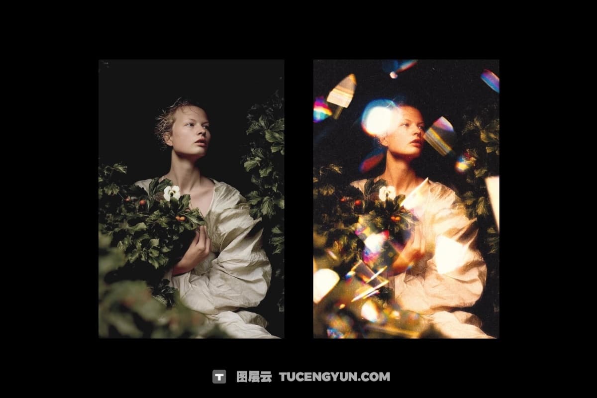 《白日梦想家》棱镜光晕玻璃折射散景封面海报PSD特效样机 Daydream Leak Photo Effect（14322）图层云