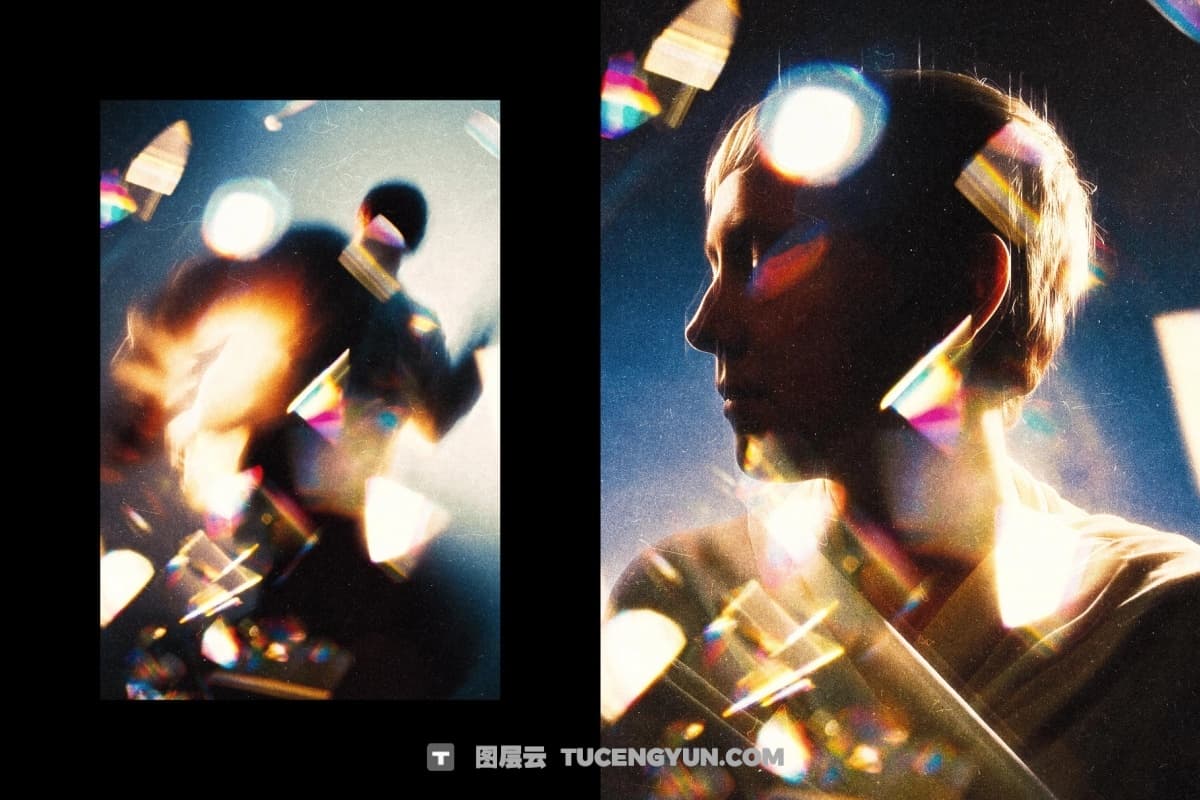 《白日梦想家》棱镜光晕玻璃折射散景封面海报PSD特效样机 Daydream Leak Photo Effect（14322）图层云