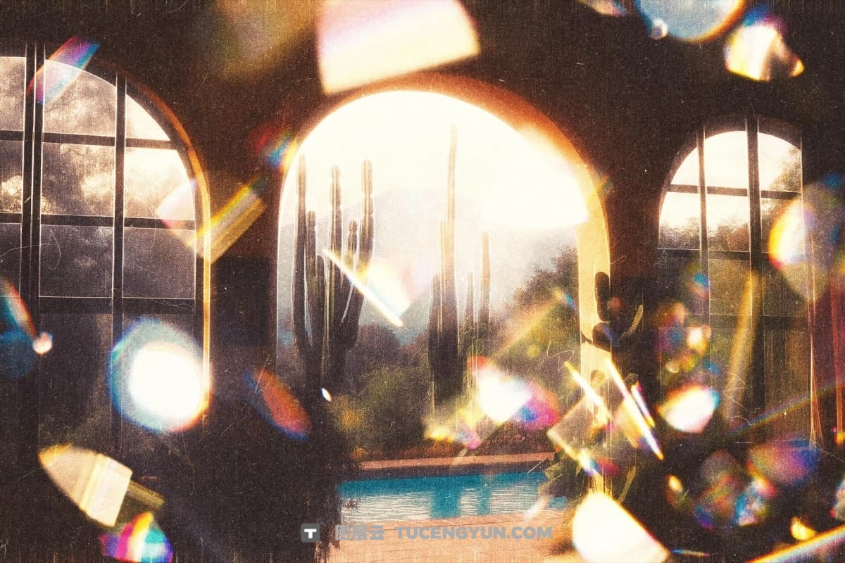 《白日梦想家》棱镜光晕玻璃折射散景封面海报PSD特效样机 Daydream Leak Photo Effect（14322）图层云