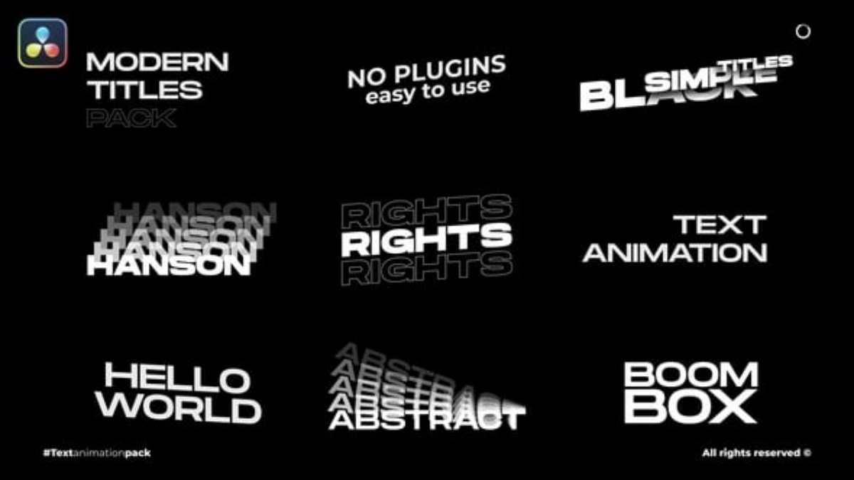 达芬奇预设：大胆创意极简主义文字标题排版效果动画（14330）