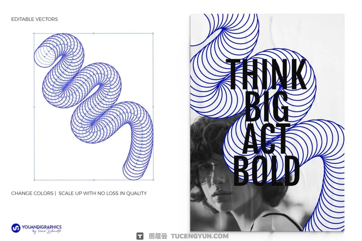 40个前卫抽象圆环扭曲抽象艺术潮流3D立体几何图形海报设计AI矢量素材 Abstract Vectors Pack（14441）图层云