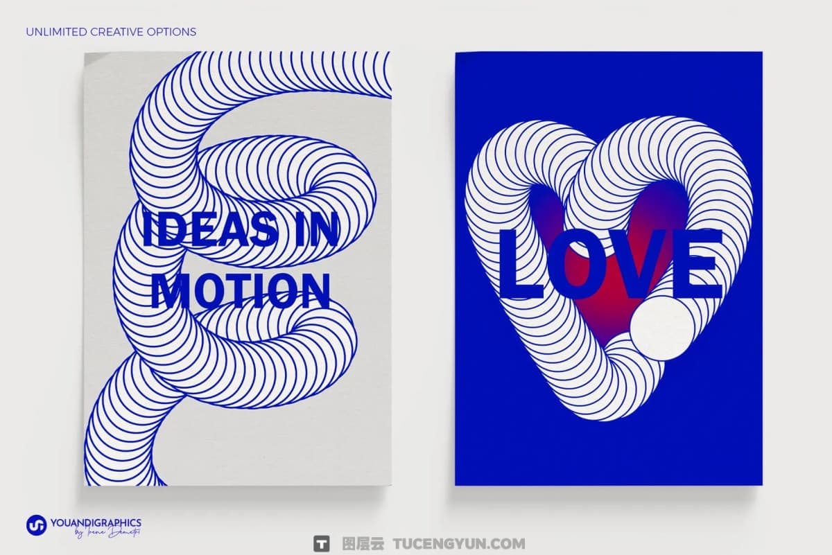 40个前卫抽象圆环扭曲抽象艺术潮流3D立体几何图形海报设计AI矢量素材 Abstract Vectors Pack（14441）图层云