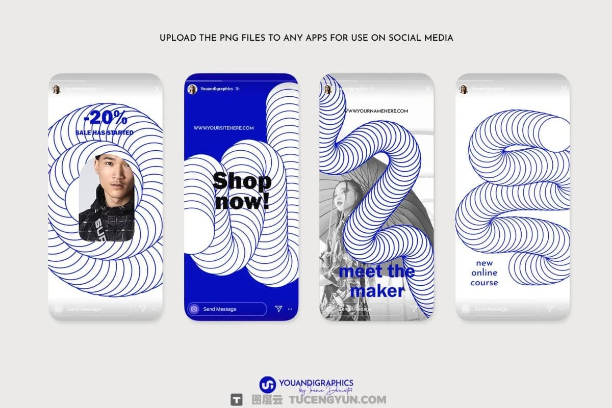 40个前卫抽象圆环扭曲抽象艺术潮流3D立体几何图形海报设计AI矢量素材 Abstract Vectors Pack（14441）图层云