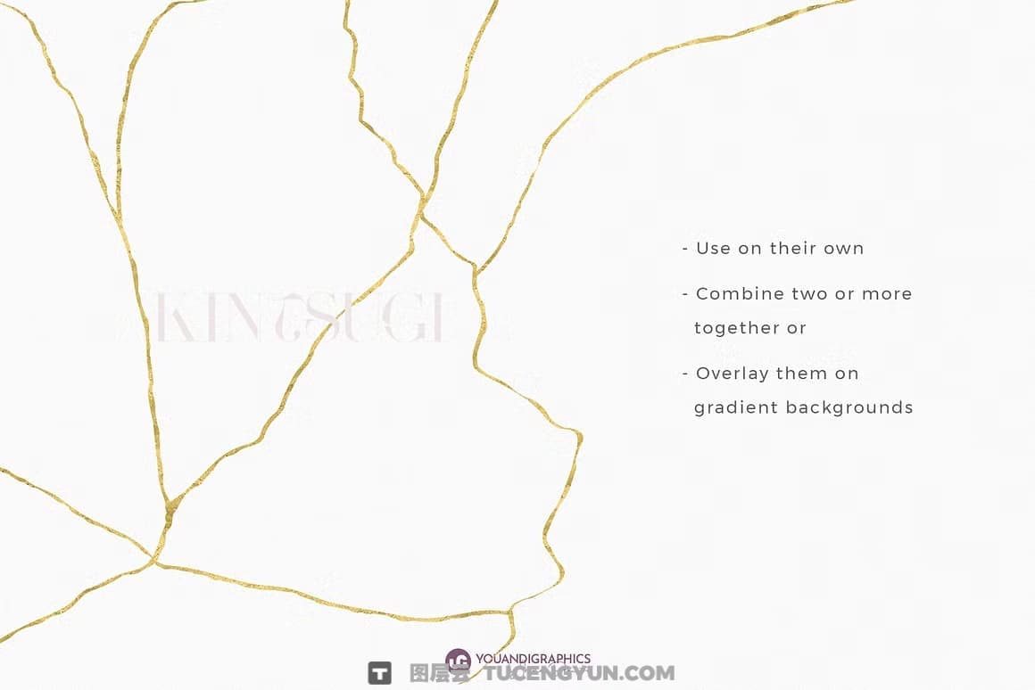 复古日系金箔淡雅炫彩模糊颗粒渐变金线抽象背景素材 Kintsugi Gradient Backgrounds（14442）图层云