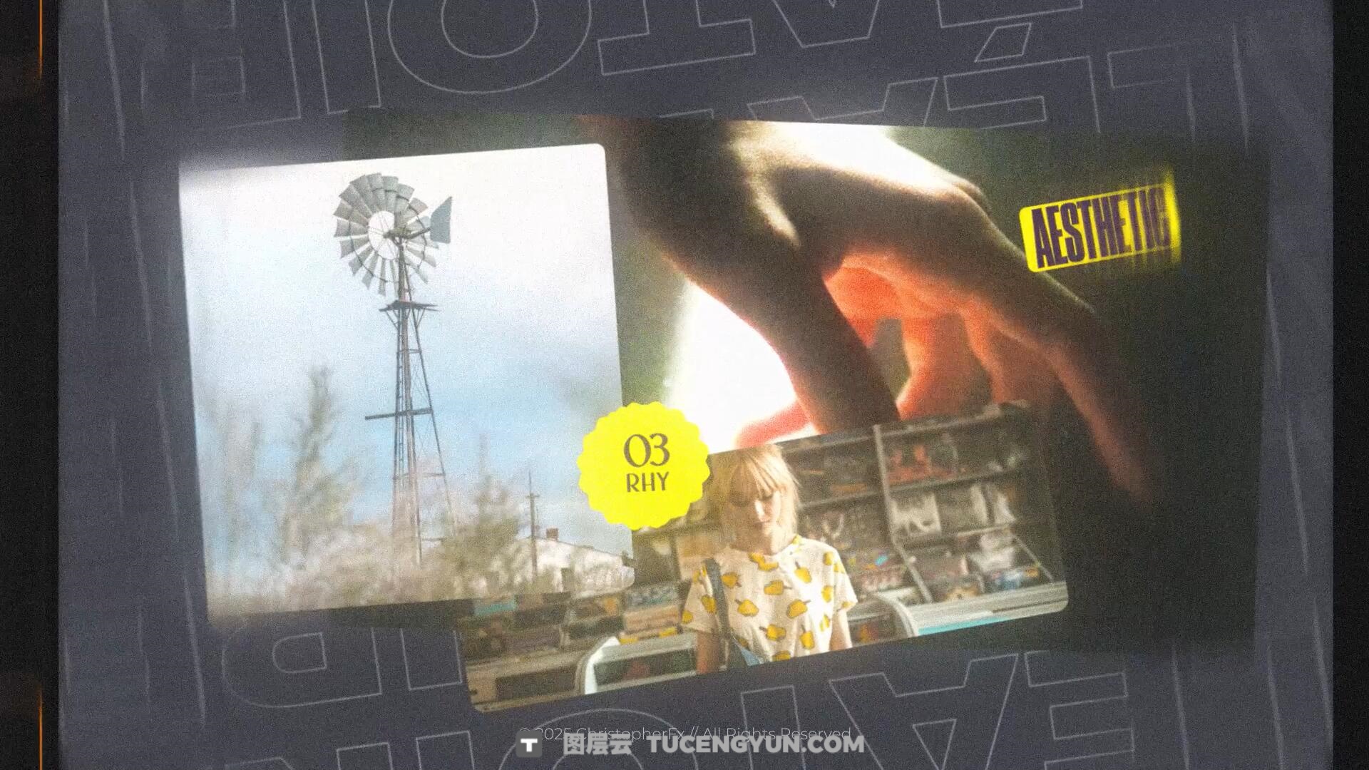 AE/PR模板：复古青春疼痛美学照片拼贴边框弥散光胶片颗粒纹理视频模板（14455）图层云