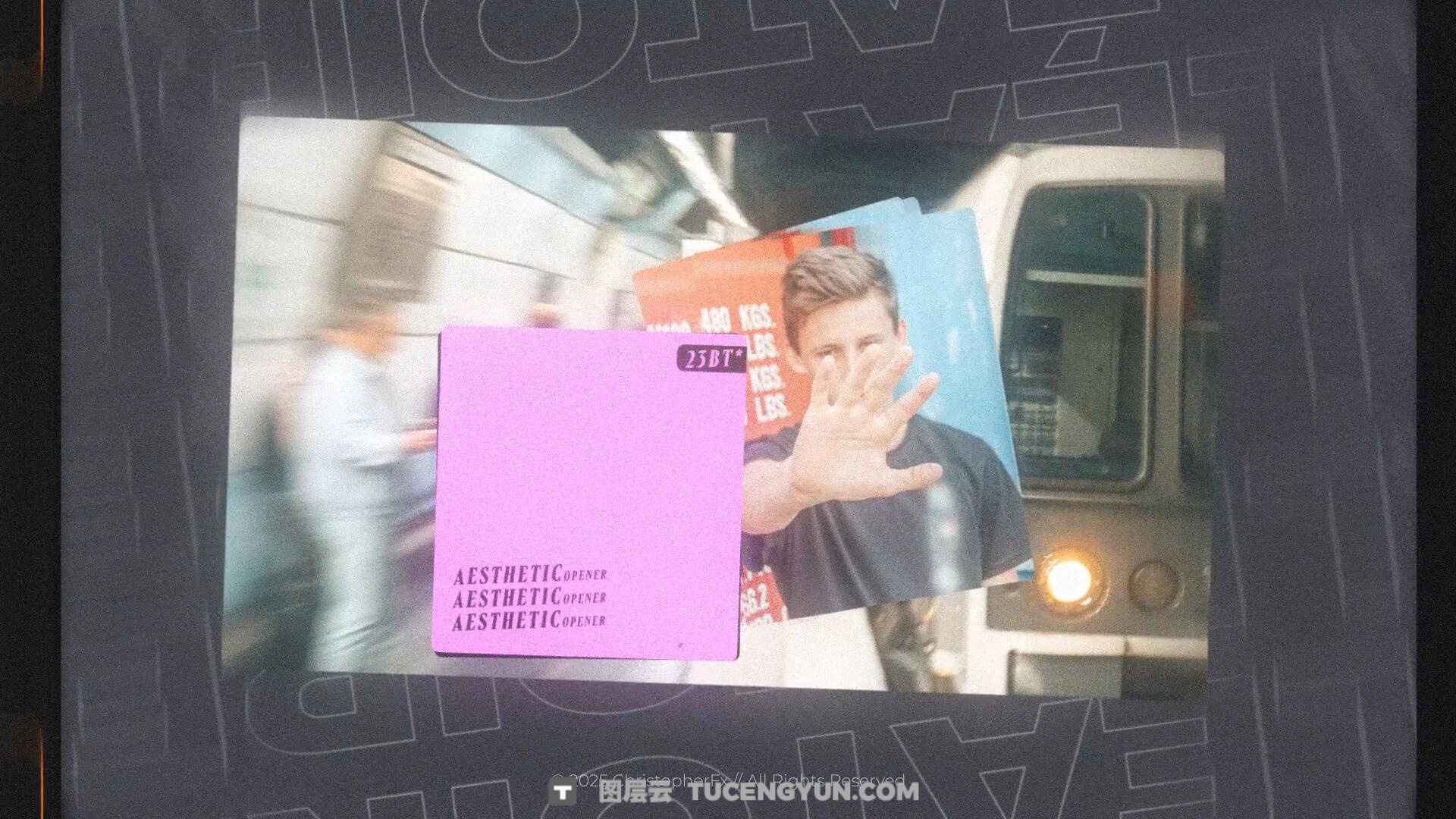 AE/PR模板：复古青春疼痛美学照片拼贴边框弥散光胶片颗粒纹理视频模板（14455）图层云