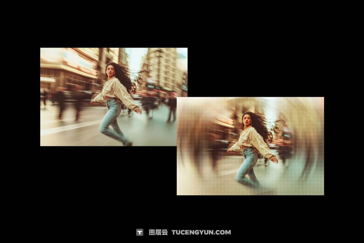梦幻旋焦动态活力感封面海报设计PSD特效样机 Spinning Blurred Photo Effect（14461）图层云