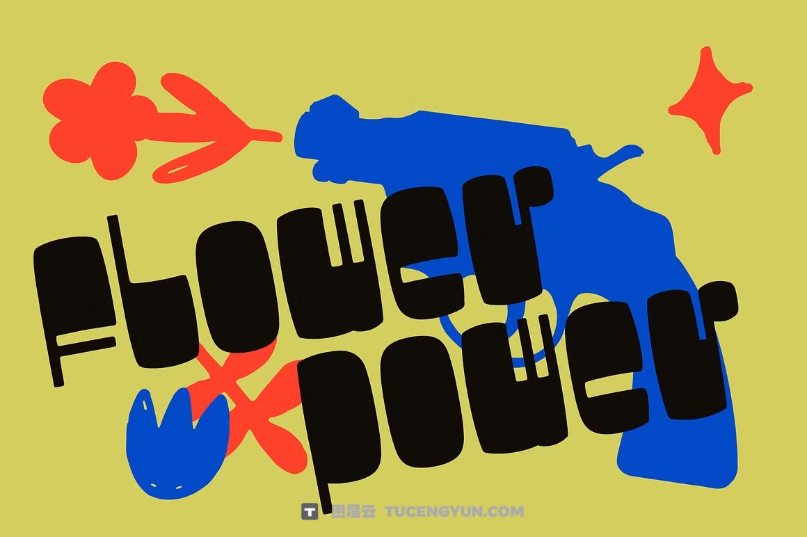 英文字体：复古美学马蒂斯风格粗糙边缘手写镂空剪影封面海报设计字体 Ginsa Silhouette – analog aesthetic（14463）图层云