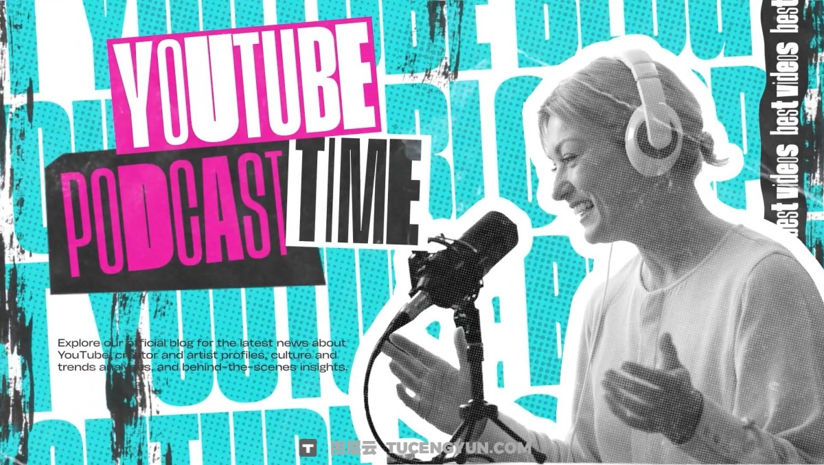 PR模板：复古拼贴半色调艺术风格人物介绍冻结帧开场片头（14772）图层云